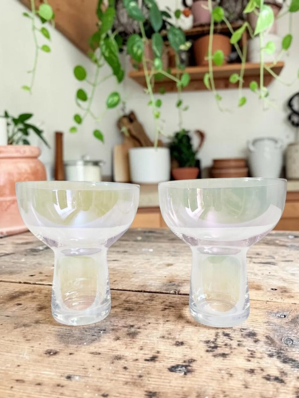 MCM Iridescent Optic Unique Martini Cocktail Glasses - Set of 2 | Bohemian Bar